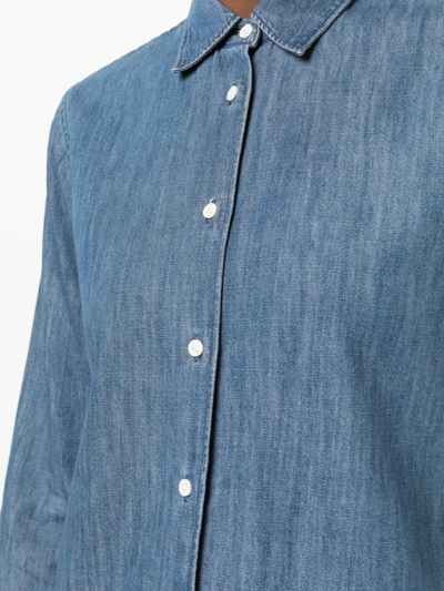Shop Aspesi Fitted Button-down Denim Shirt In Blue