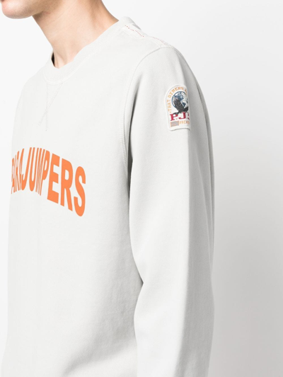 Shop Parajumpers Logo-print Crew Neck Sweatshirt In Grau