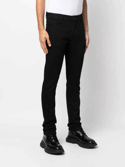 Shop Marcelo Burlon County Of Milan Tempera Cross Logo-print Slim-cut Jeans In Schwarz