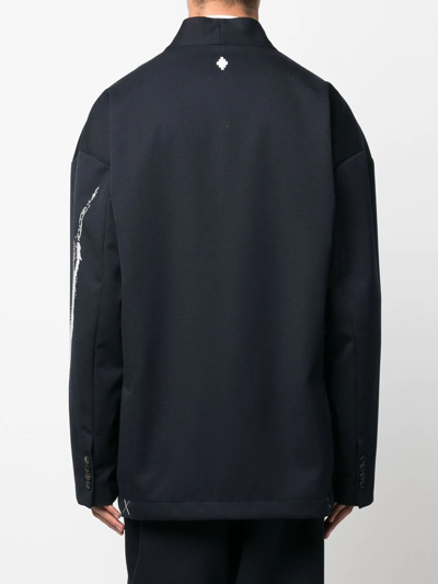 Marcelo Burlon County Of Milan Feather Print Wool Blazer In Blau