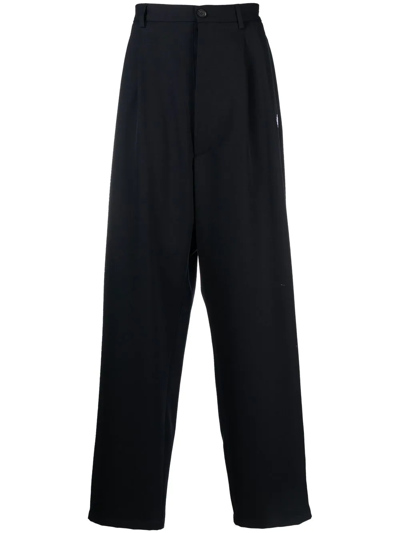 Shop Marcelo Burlon County Of Milan Feather Print Wide-leg Tailored Trousers In Blau