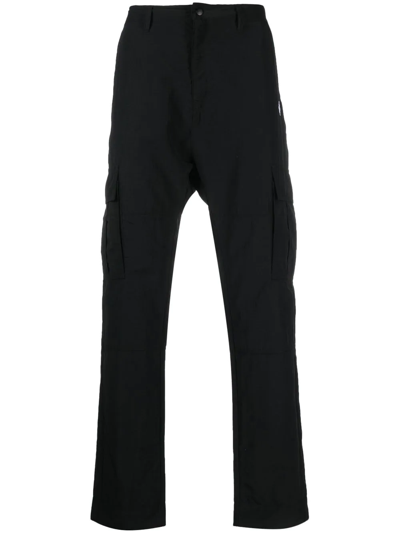 Shop Marcelo Burlon County Of Milan Logo-embroidered Cargo Trousers In Schwarz