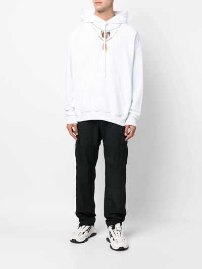 Marcelo Burlon County Of Milan Solid Color Cargo Sweatpants With Contrasting Embroidery In Schwarz
