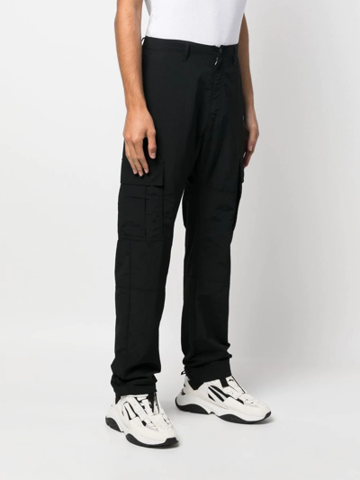 Shop Marcelo Burlon County Of Milan Logo-embroidered Cargo Trousers In Schwarz