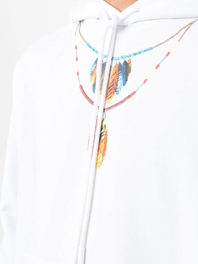 Shop Marcelo Burlon County Of Milan Feathers Necklace Cotton Hoodie In Weiss