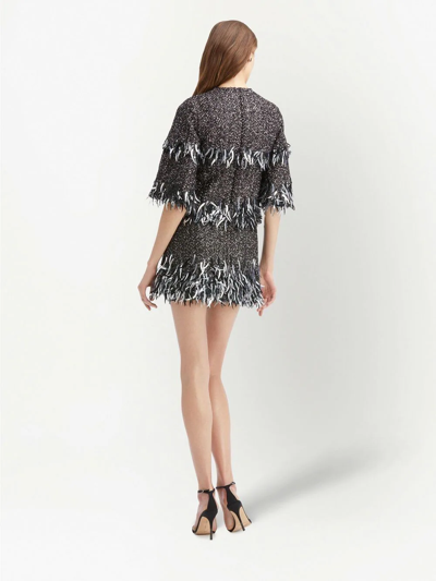 Oscar De La Renta Metallic-effect Fringe T-shirt Dress In Black
