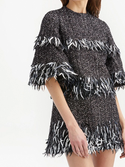 Oscar De La Renta Metallic-effect Fringe T-shirt Dress In Black