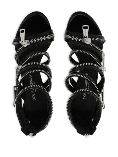 Shop Dolce & Gabbana 105mm Zip-detail Sandals In Black
