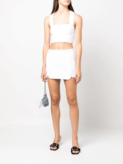 Shop Balmain Padded Panel Mini Skirt In White