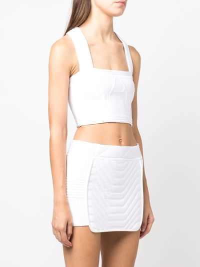 Shop Balmain Padded Panel Mini Skirt In White