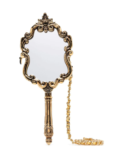 Shop Moschino Mirror Crossbody Mini Bag In Gold