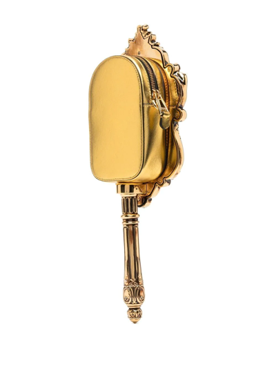 Shop Moschino Mirror Crossbody Mini Bag In Gold