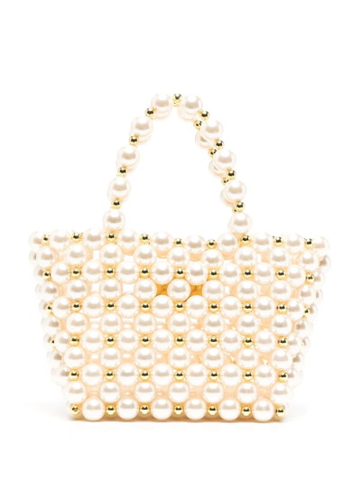 Shop Vanina Les Reveries Faux-pearl Bag In Weiss