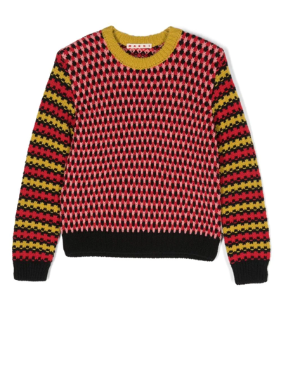 Shop Marni Patterned Woollen Jumper In Rosa