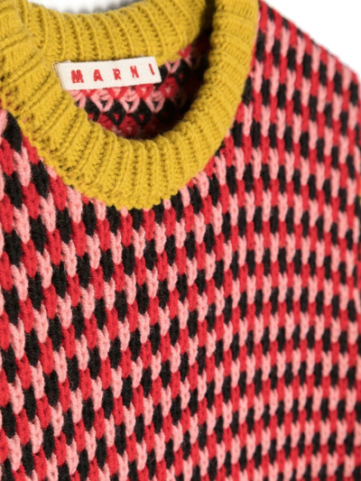 Shop Marni Patterned Woollen Jumper In Rosa