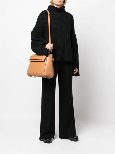 Chloé Neutral Nacha Whipstitch Leather Shoulder Bag In Nude