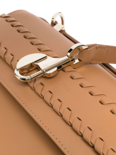 Chloé Neutral Nacha Whipstitch Leather Shoulder Bag In Nude