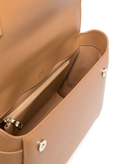 Chloé Neutral Nacha Whipstitch Leather Shoulder Bag In Nude