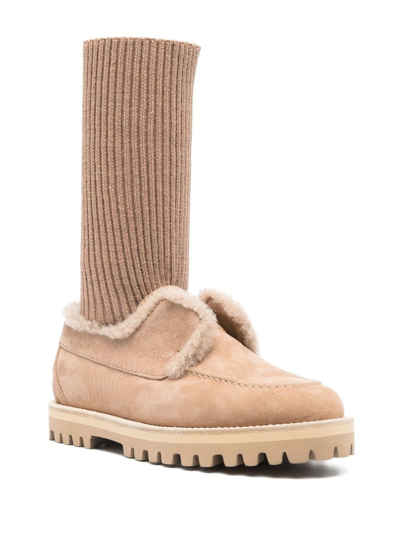 Le Silla Suede Sock-ankle Boots In Brown