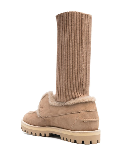 Le Silla Suede Sock-ankle Boots In Brown