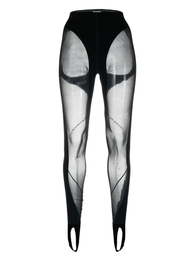 Shop Wolford X  Mesh-panelled Stirrup Leggings In Black
