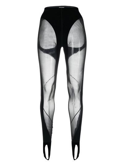 Wolford X Mugler Mesh-panelled Stirrup Leggings In Black