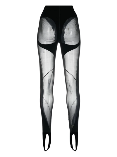 Shop Wolford X  Mesh-panelled Stirrup Leggings In Black