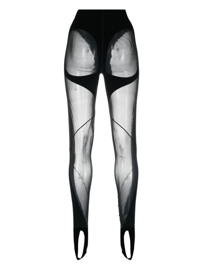 Wolford X Mugler Mesh-panelled Stirrup Leggings In Black