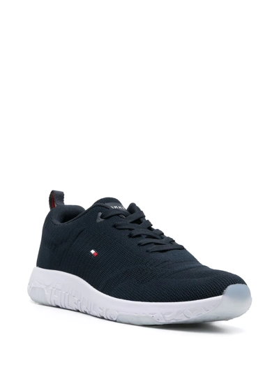 Shop Tommy Hilfiger Ribbed Texture Sneakers In Blau