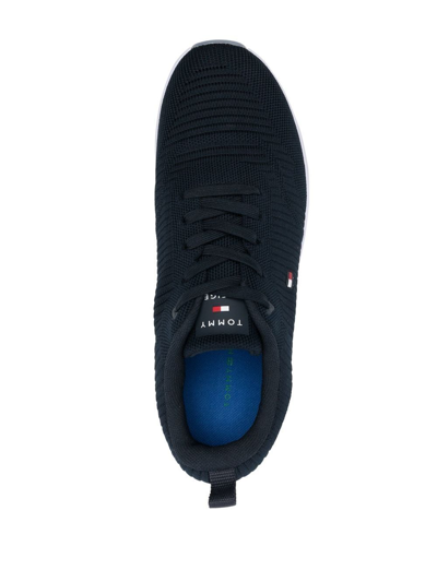 Shop Tommy Hilfiger Ribbed Texture Sneakers In Blau
