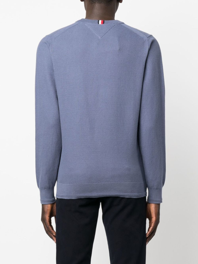 Shop Tommy Hilfiger Crew-neck Organic Cotton Sweatshirt In Blue