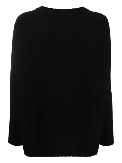 Shop Snobby Sheep Waffle-knit Ribbed-trim Jumper In Black
