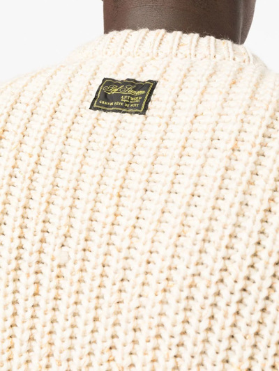 Shop Raf Simons Chunky-knit Crew-neck Jumper In Nude