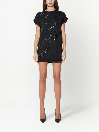 Rta Samantha Sequin-embellished Knit Dress In Black