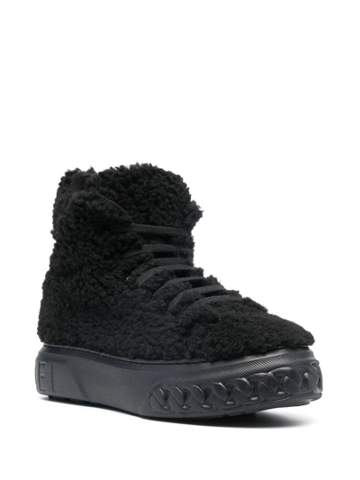 Casadei Ecosheep Lace-up Combat Boots In Black