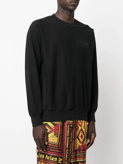 Shop Aries Logo Crew-neck Sweatshirt In Schwarz