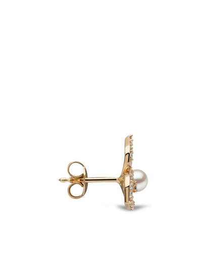 Yoko London 18kt Yellow Gold Petal Pearl And Diamond Earrings In Gold