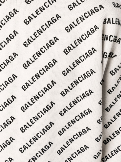 Shop Balenciaga Intarsia-knit Logo Jumper In Nude