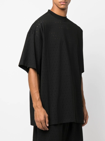 Shop Balenciaga Perforated Oversize T-shirt In Schwarz