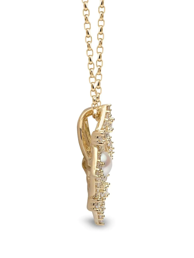 Yoko London 18kt Yellow Gold Petal Pearl And Diamond Pendant In Gold