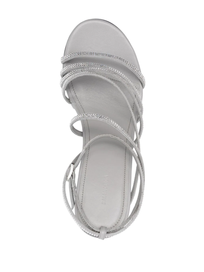Shop Balenciaga Glow 90mm Strass Sandals In Grau