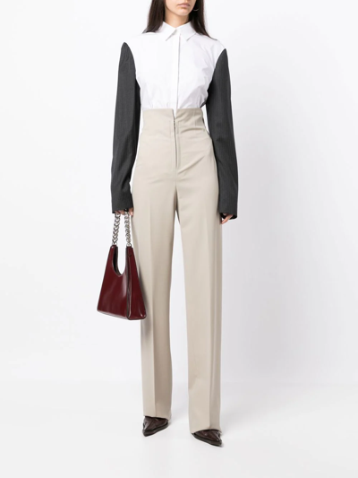 Shop Litkovskaya High-waisted Wool Trousers In Brown
