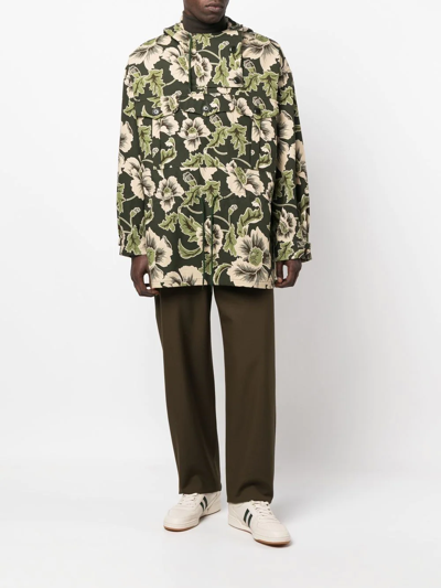 Kenzo Jungle Camo Floral-print Cotton-canvas Jacket In Grün