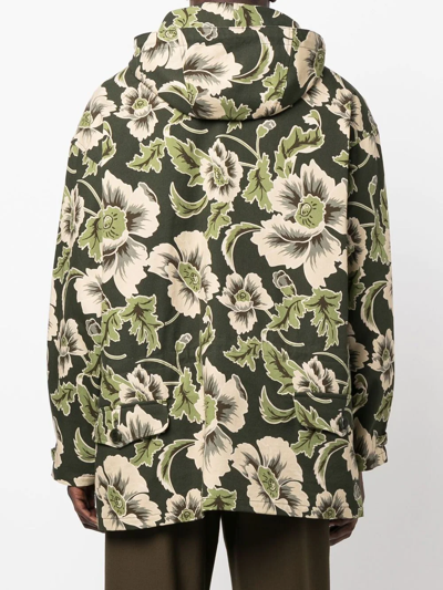 Kenzo Jungle Camo Floral-print Cotton-canvas Jacket In Grün