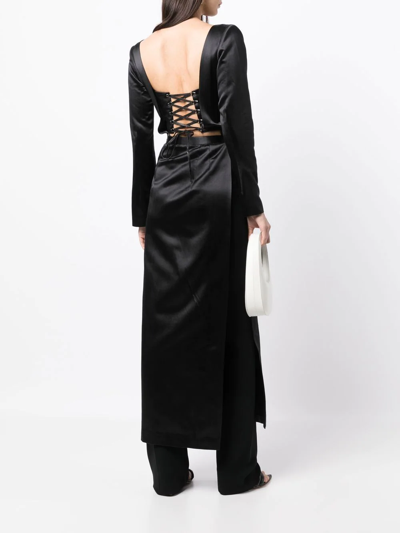 Shop Litkovskaya Lace-up Detail Maxi Dress In Black