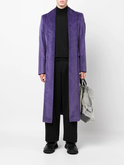 Comme Des Garçons Homme Deux Corduroy Open-front Coat In Purple 