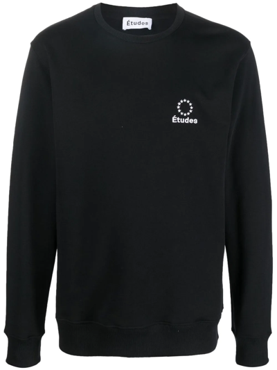 Shop Etudes Studio Embroidered-logo Organic Cotton Sweatshirt In Black