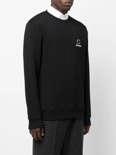 Shop Etudes Studio Embroidered-logo Organic Cotton Sweatshirt In Black