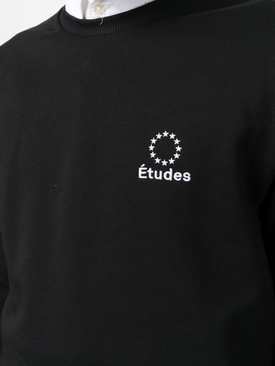 Shop Etudes Studio Embroidered-logo Organic Cotton Sweatshirt In Black