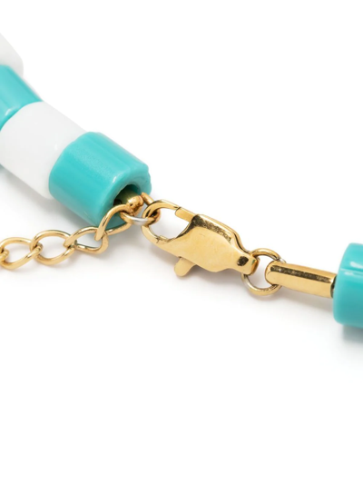 Shop Sporty And Rich Healthy Beaded Bracelet In Blau